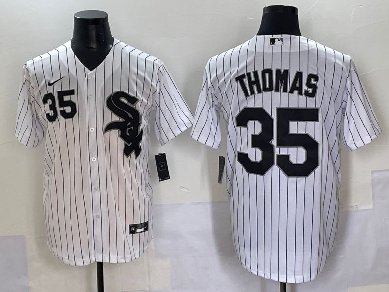 Men 2025 Chicago White Sox #35 Thomas White Stripe Game Nike MLB Jersey style 8